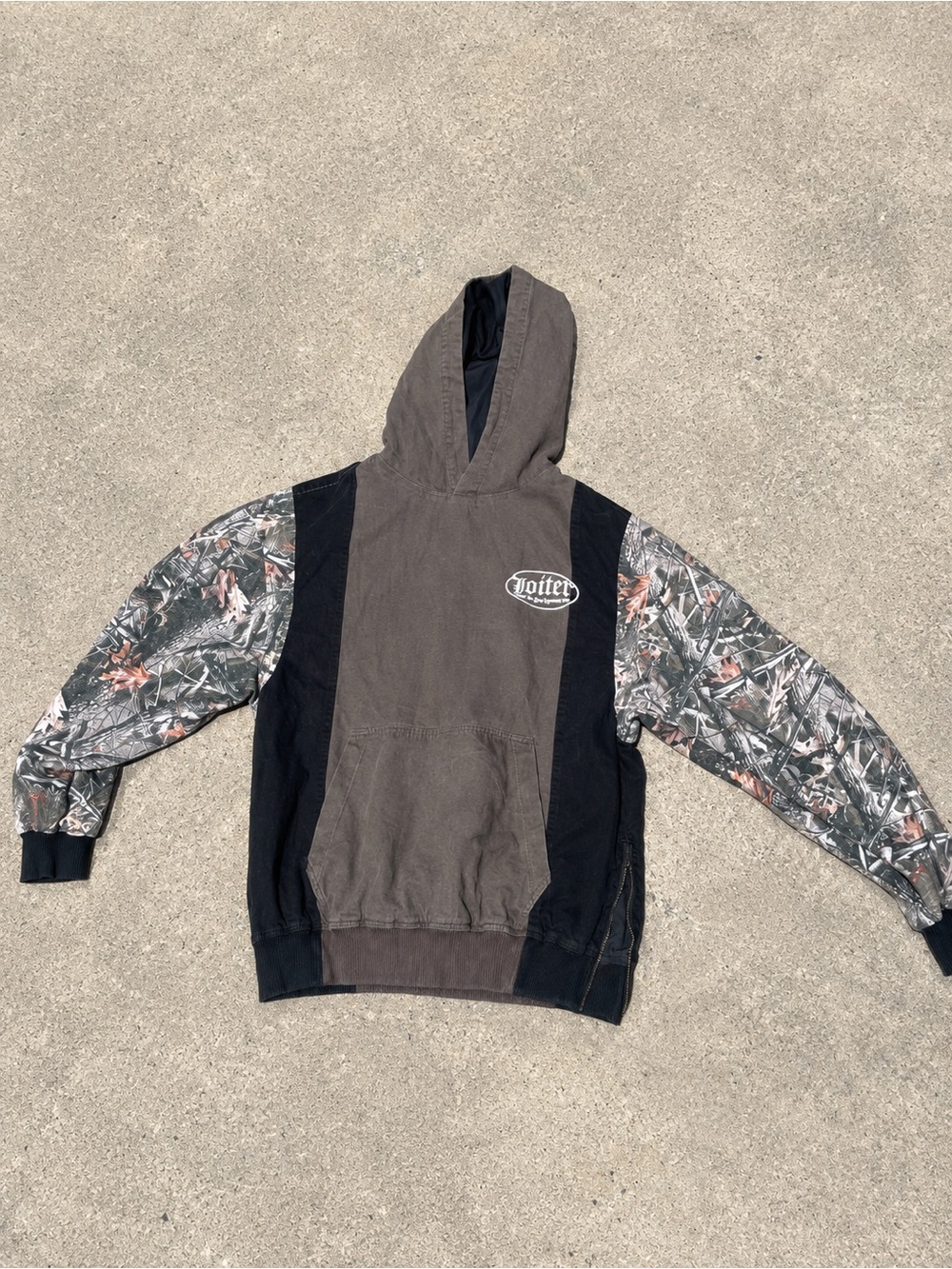 Loittef Black Hoodie with Orange Logo Tag